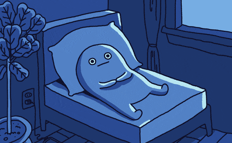 Animation of character awake on a bed